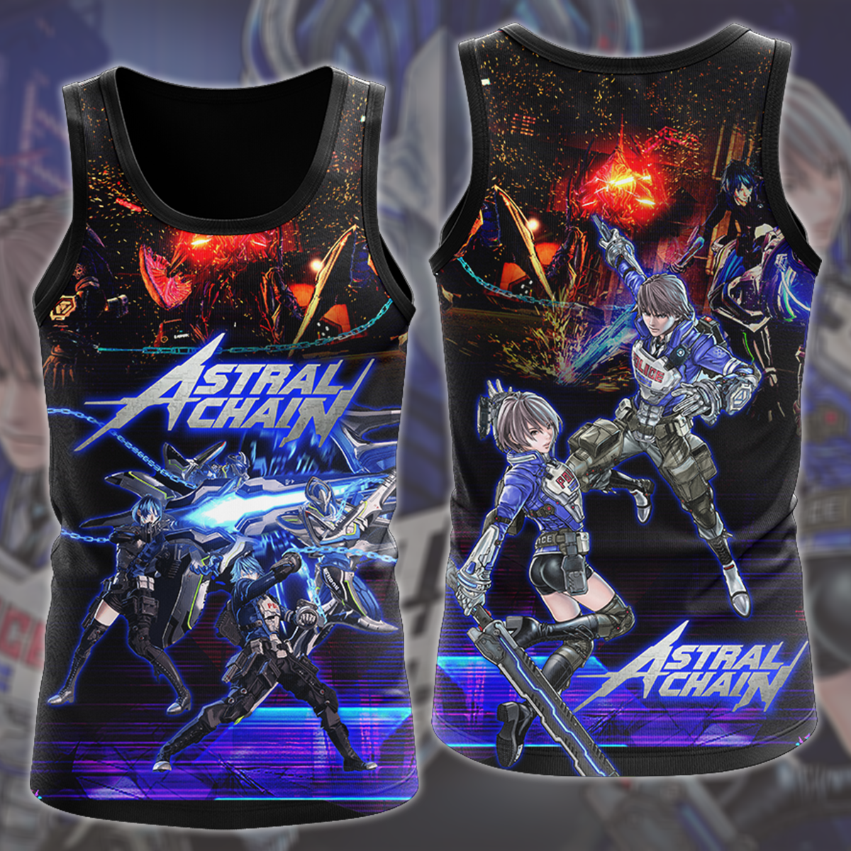 Astral Chain Video Game All Over Printed T-shirt Tank Top Zip Hoodie Pullover Hoodie Hawaiian Shirt Beach Shorts Joggers Tank Top S
