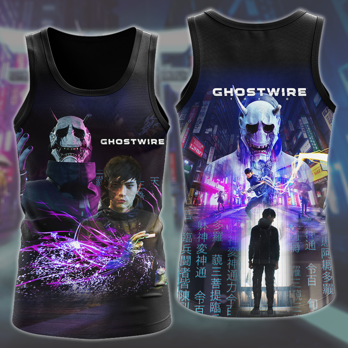 Ghostwire: Tokyo Video Game All Over Printed T-shirt Tank Top Zip Hoodie Pullover Hoodie Hawaiian Shirt Beach Shorts Joggers Tank Top S
