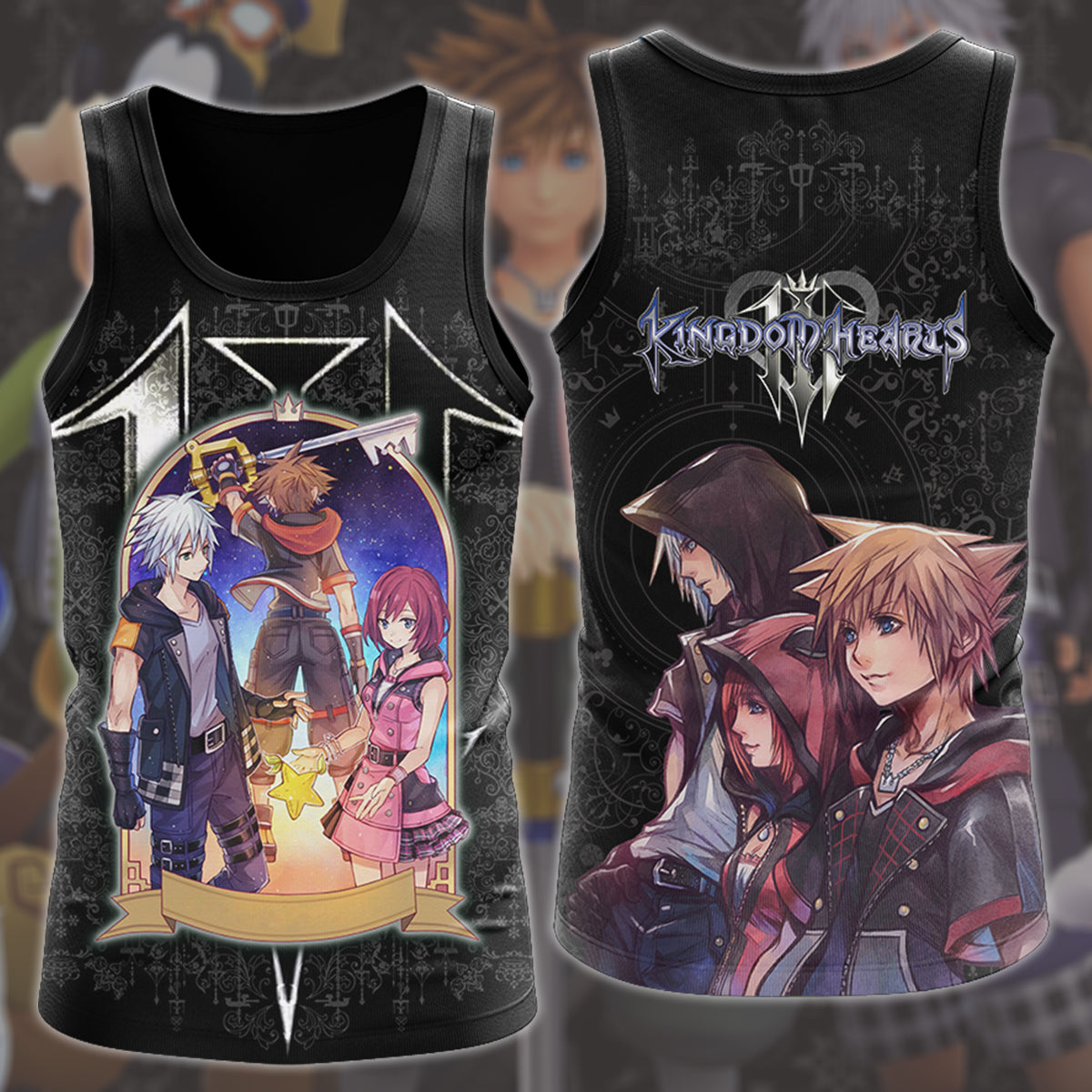 Kingdom Hearts 3 Destiny Island Trio Video Game All Over Printed T-shirt Tank Top Zip Hoodie Pullover Hoodie Hawaiian Shirt Beach Shorts Joggers Tank Top S