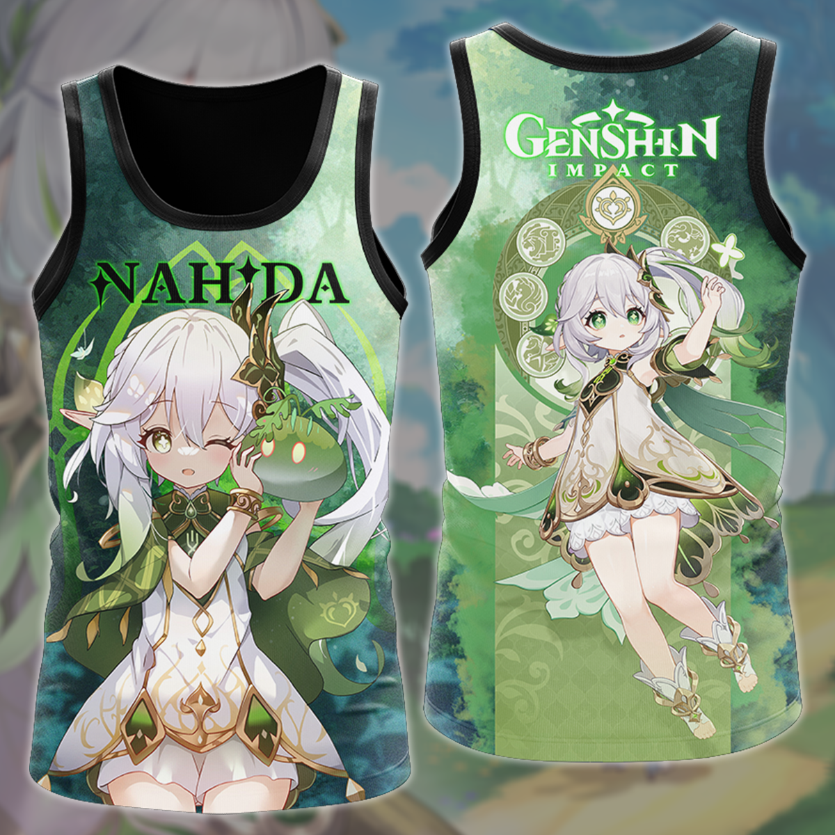 Genshin Impact Nahida Video Game All Over Printed T-shirt Tank Top Zip Hoodie Pullover Hoodie Hawaiian Shirt Beach Shorts Joggers Tank Top S