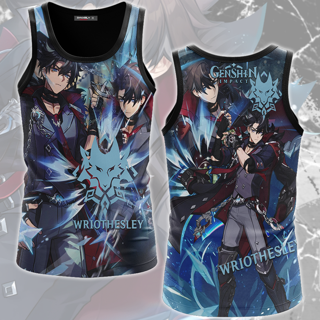 Genshin Impact Wriothesley Video Game All Over Printed T-shirt Tank Top Zip Hoodie Pullover Hoodie Hawaiian Shirt Beach Shorts Joggers Tank Top S