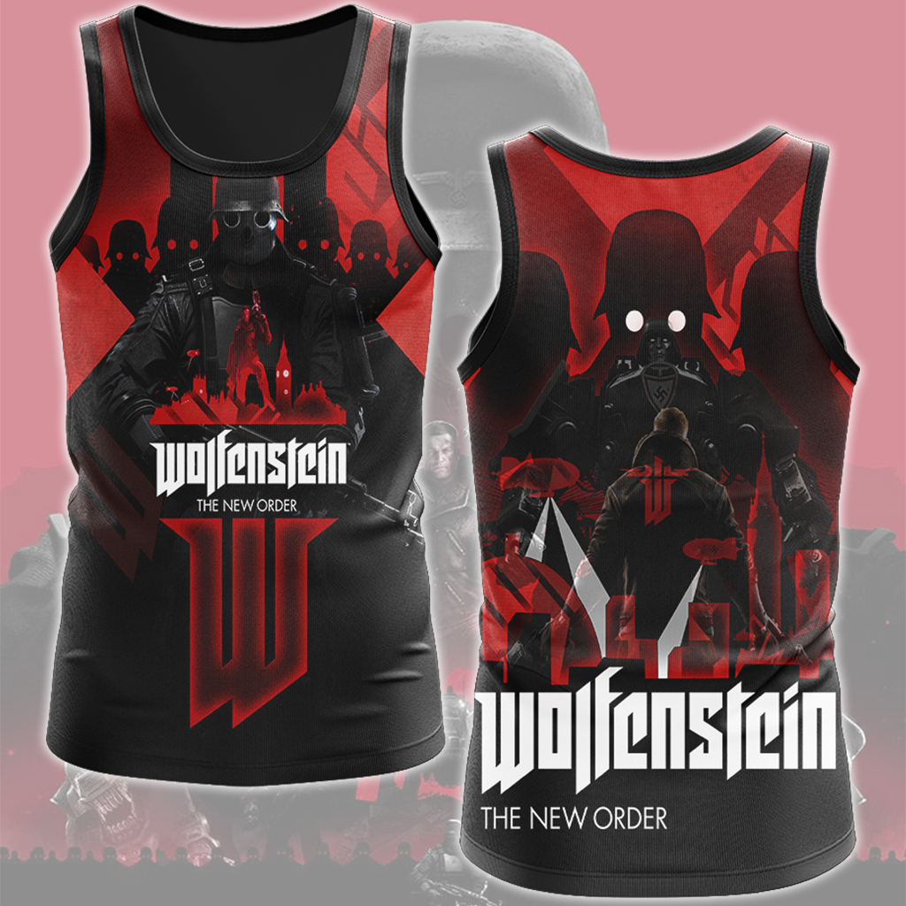 Wolfenstein: The New Order Video Game All Over Printed T-shirt Tank Top Zip Hoodie Pullover Hoodie Hawaiian Shirt Beach Shorts Joggers Tank Top S