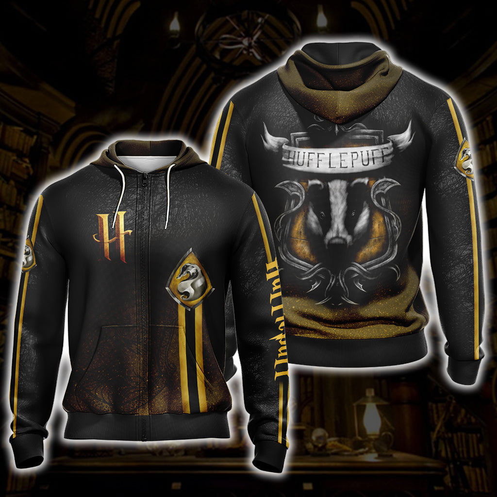 Harry Potter Hogwarts House Gryffindor Slytherin Ravenclaw Hufflepuff T-shirt Zip Hoodie Pullover Hoodie