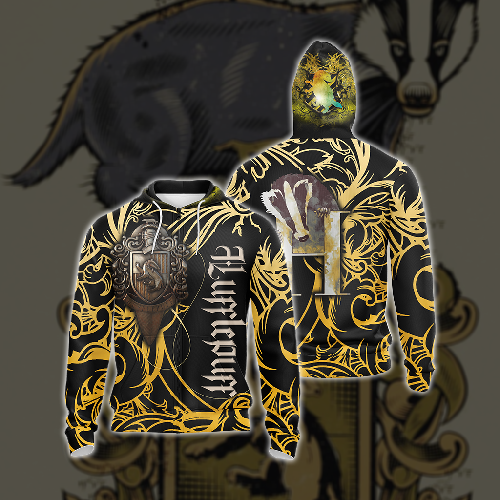 The Hogwarts Castle Hufflepuff Harry Potter Unisex 3D T-shirt Zip Hoodie S