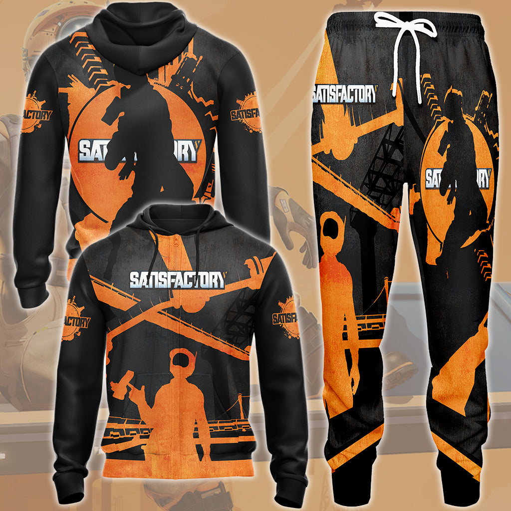 Satisfactory Video Game All Over Printed T-shirt Tank Top Zip Hoodie Pullover Hoodie Hawaiian Shirt Beach Shorts Joggers