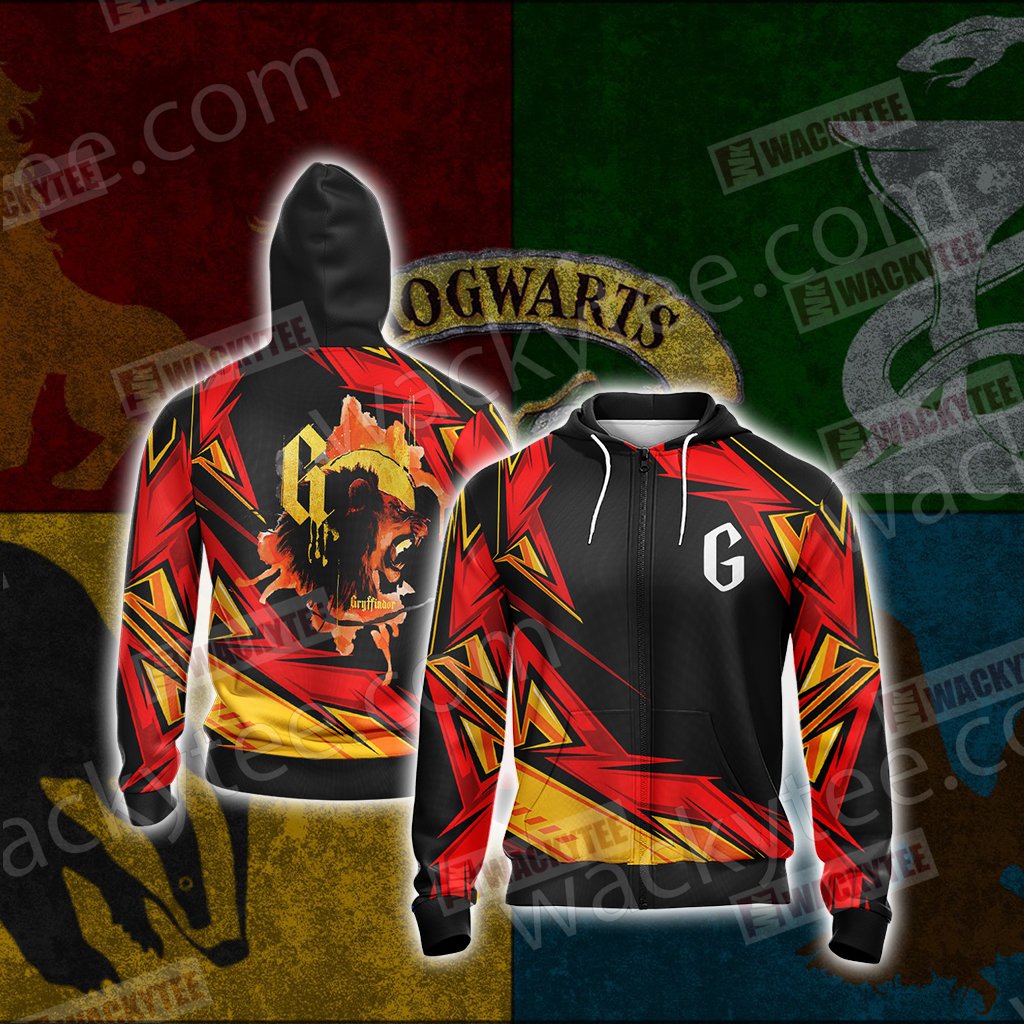 Harry Potter - Gryffindor House Wacky Style Unisex 3D T-shirt Zip Hoodie S