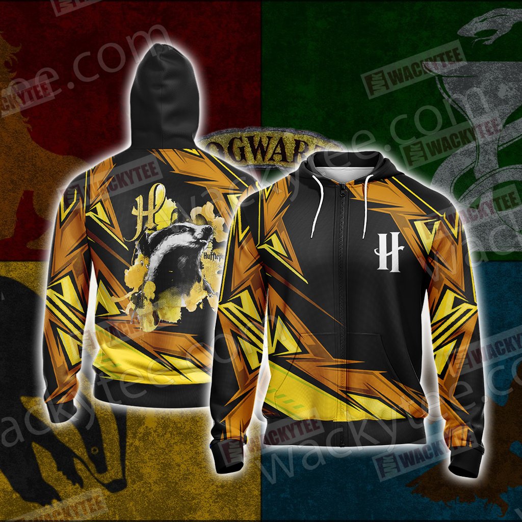 Harry Potter - Hufflepuff House Wacky Style Unisex 3D T-shirt Zip Hoodie S