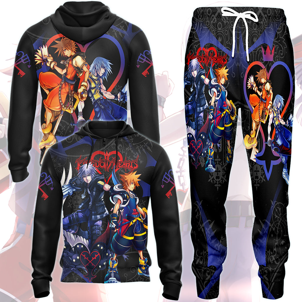 Kingdom Hearts Sora and Riku Video Game All Over Printed T-shirt Tank Top Zip Hoodie Pullover Hoodie Hawaiian Shirt Beach Shorts Joggers