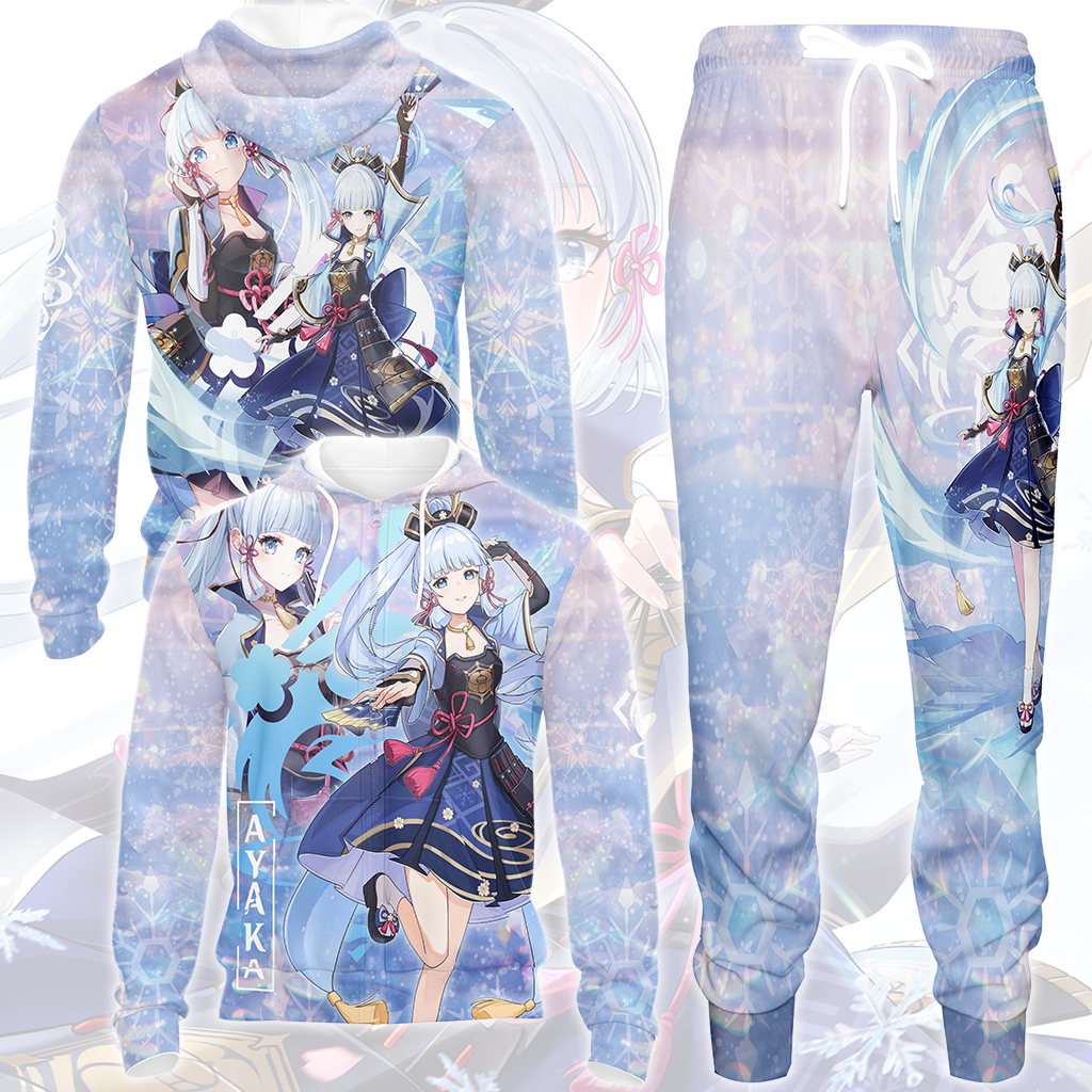 Genshin Impact Ayaka Video Game All Over Printed T-shirt Tank Top Zip Hoodie Pullover Hoodie Hawaiian Shirt Beach Shorts Joggers