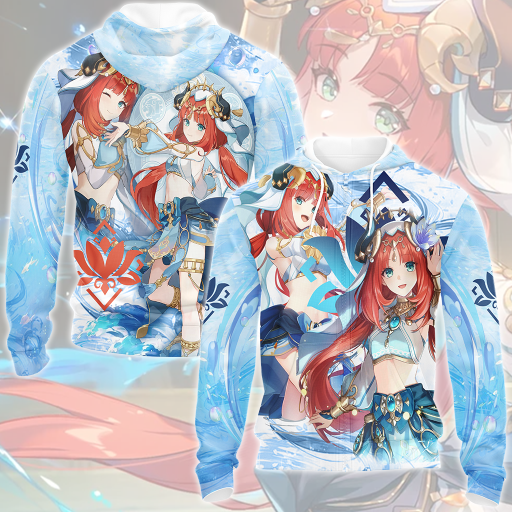 Genshin Impact Nilou Video Game All Over Printed T-shirt Tank Top Zip Hoodie Pullover Hoodie Hawaiian Shirt Beach Shorts Joggers Zip Hoodie S