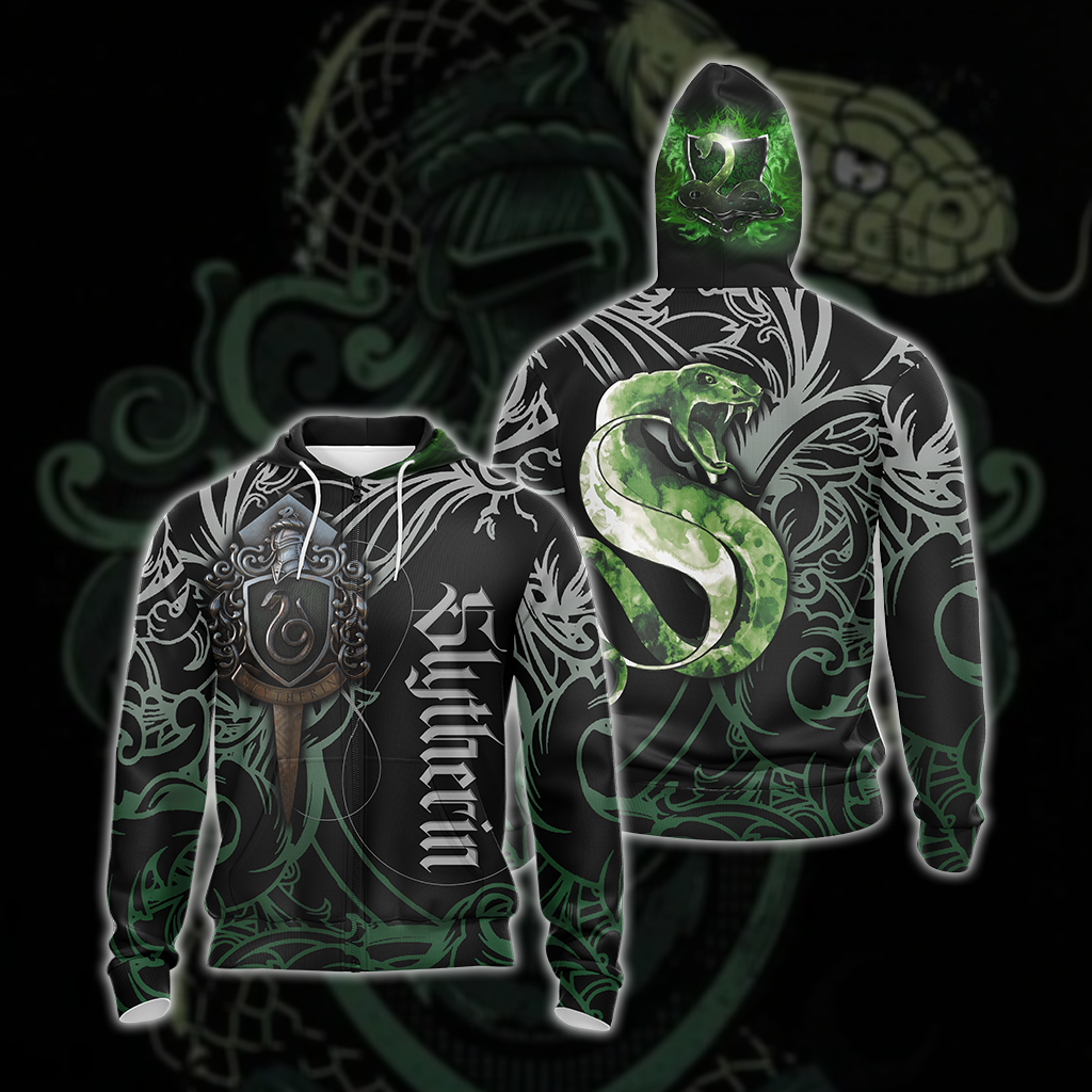The Hogwarts Castle Slytherin Harry Potter Unisex 3D T-shirt Zip Hoodie S