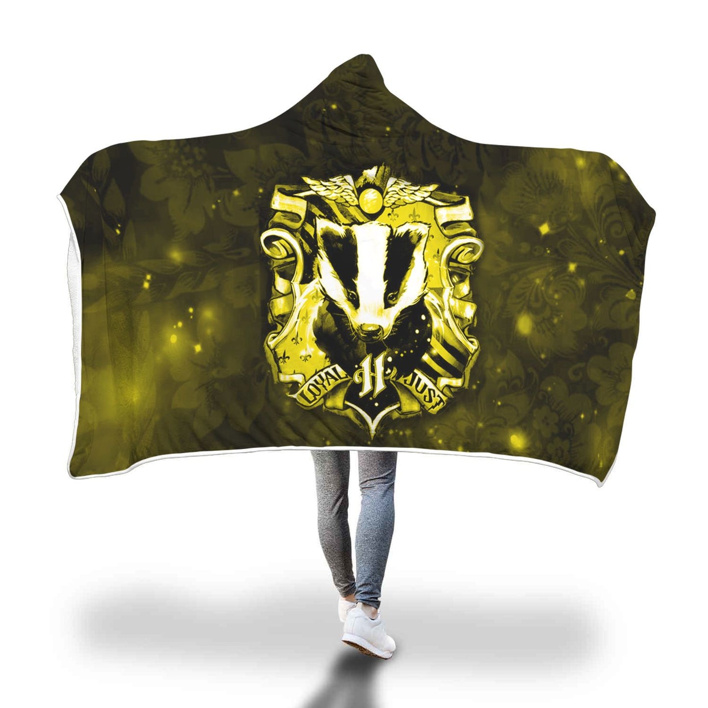 The Hufflepuff Badger Harry Potter Version Galaxy 3D Hooded Blanket Adult 80"x60"