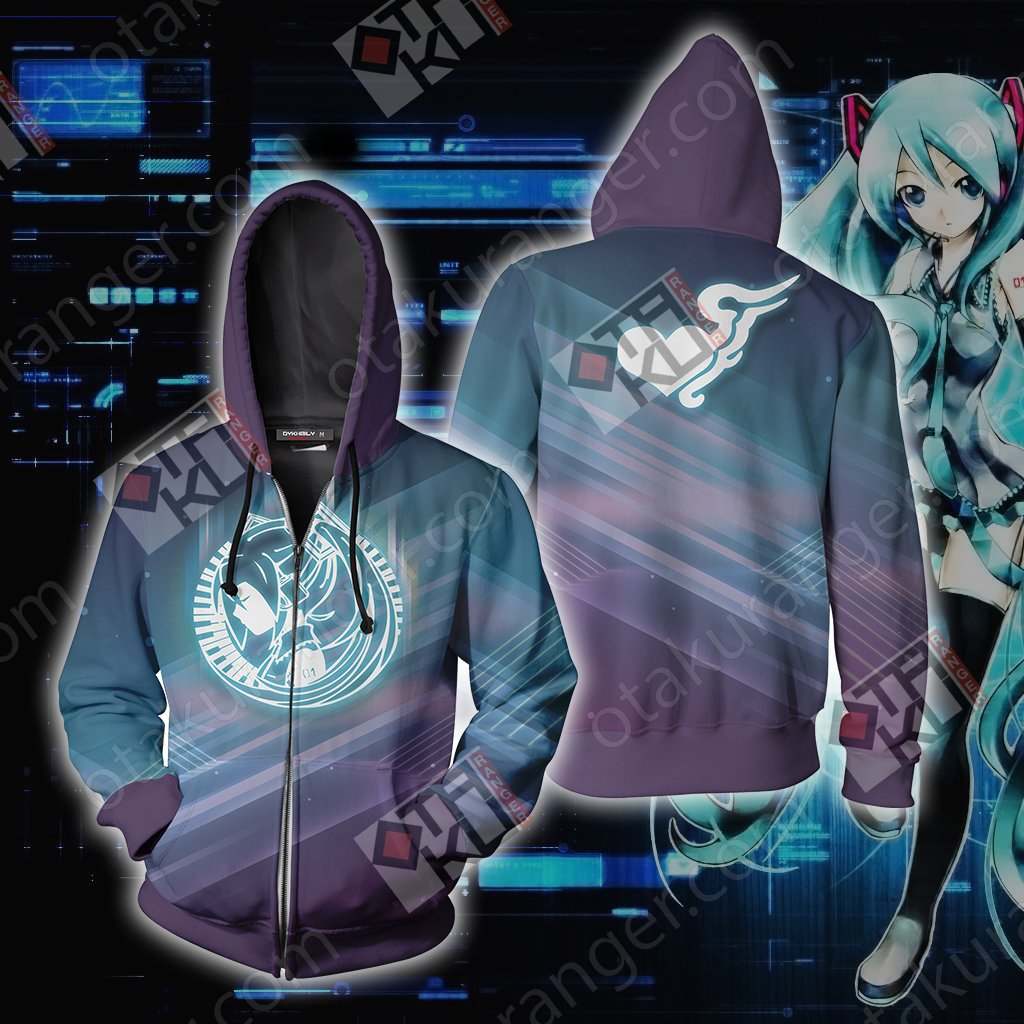 Hatsune Miku New Unisex 3D T-shirt Zip Hoodie XS