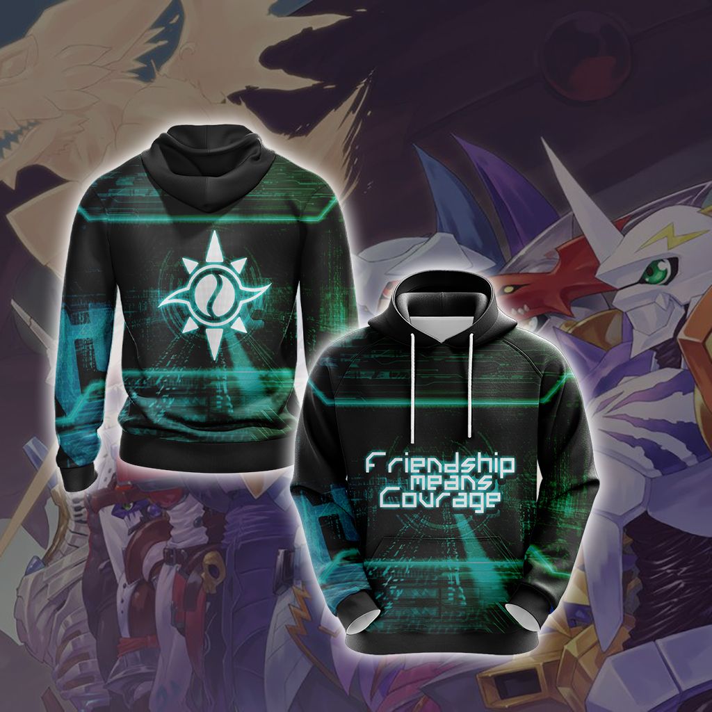 Digimon - Friendship means Courage Unisex 3D T-shirt Hoodie S