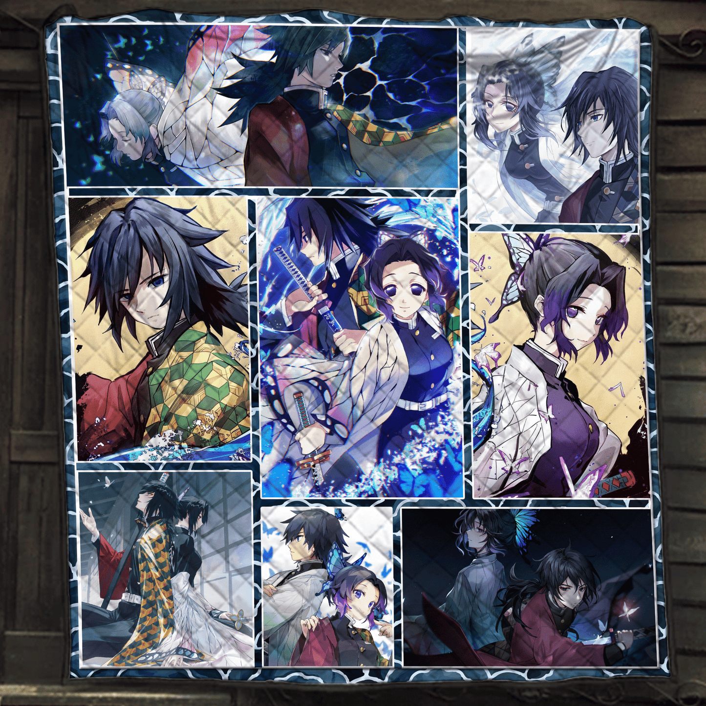 Demon Slayer Kimetsu No Yaiba: Giyu x Sinobu 3D Quilt Bed Set