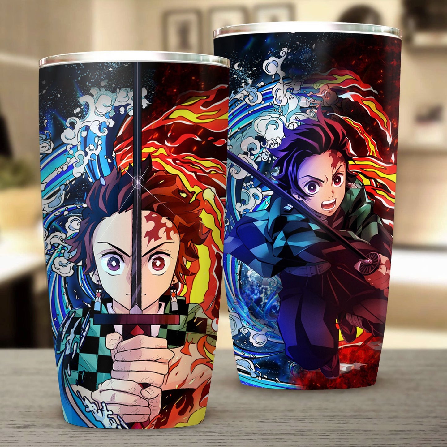 Tanjiro Sun and Water Breathing Techniques Demon Slayer Tumbler 20oz