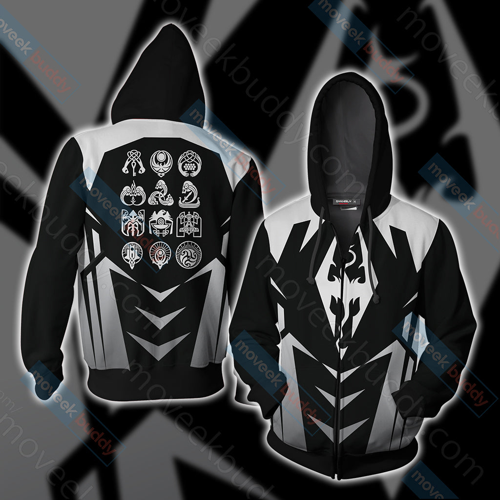 The Elder Scrolls V: Skyrim New Unisex 3D T-shirt Zip Hoodie XS