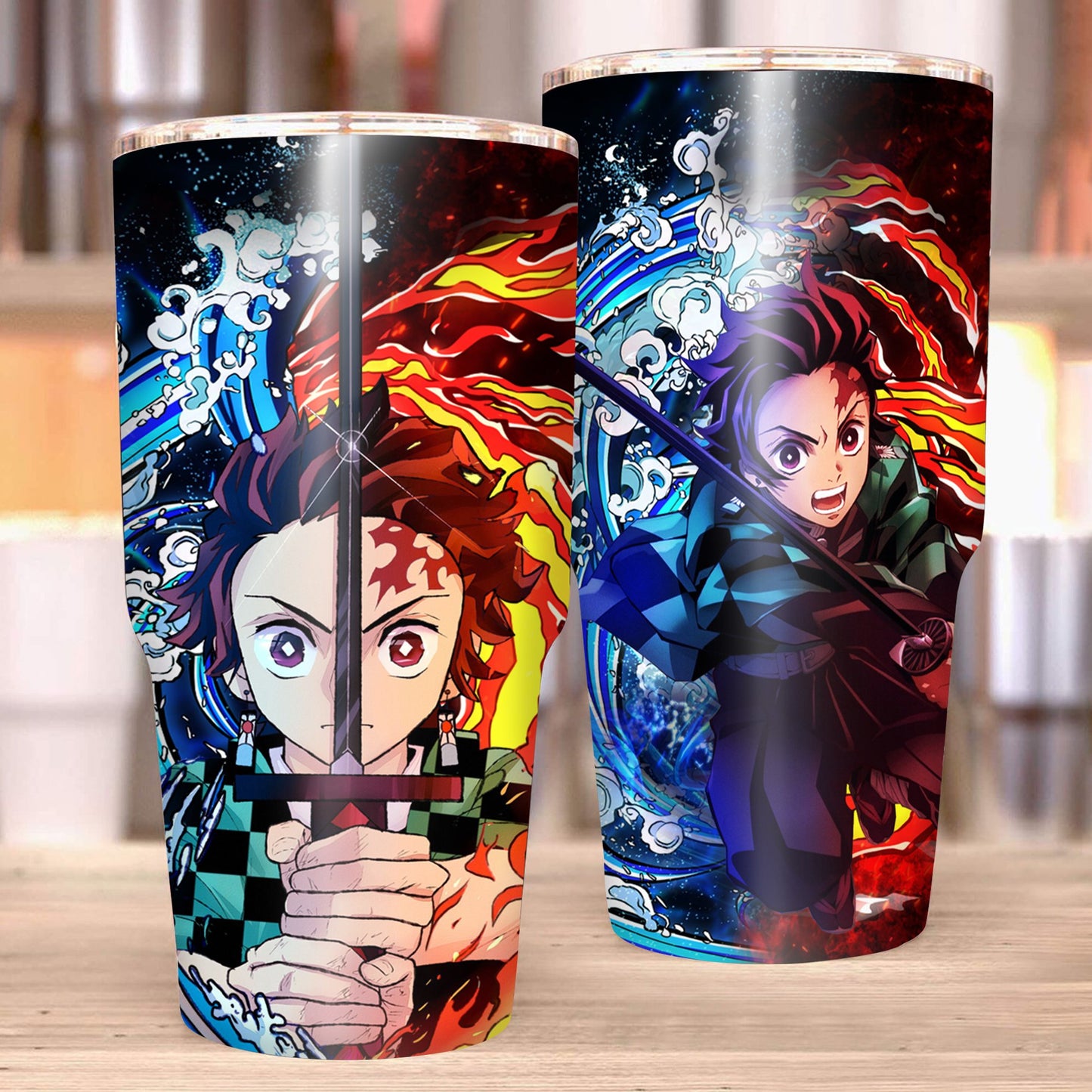 Tanjiro Sun and Water Breathing Techniques Demon Slayer Tumbler 30oz (Curve)