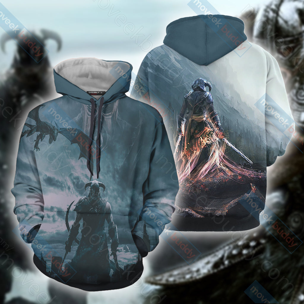 The Elder Scrolls V: Skyrim-Dovahkiin Unisex 3D T-shirt Hoodie S
