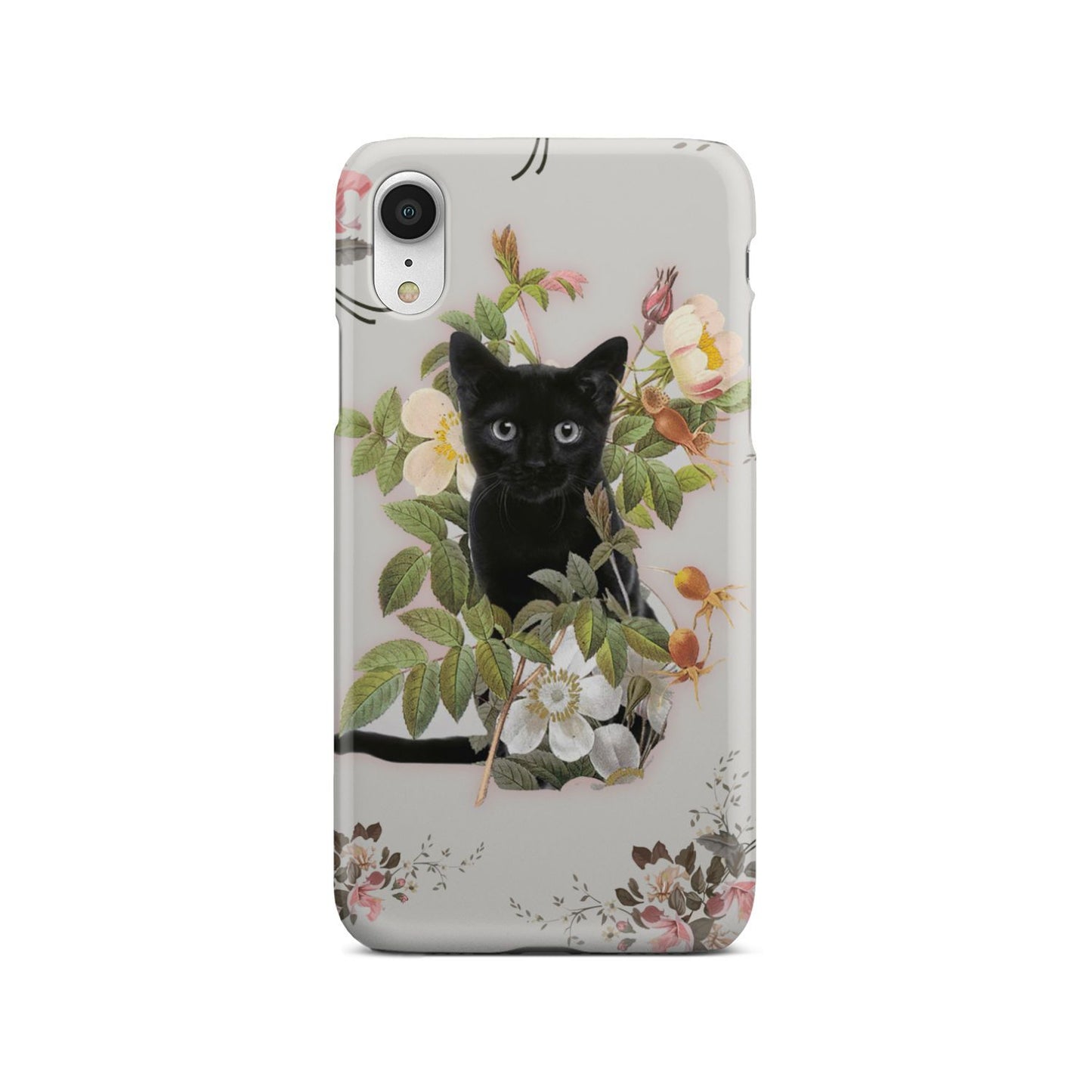 Black Cat And Flowers Phone Case iPhone Xr