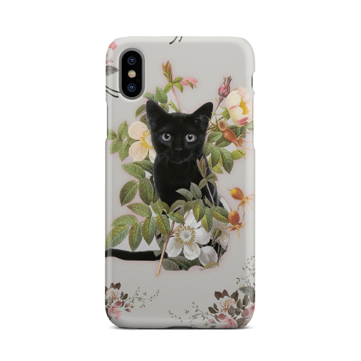 Black Cat And Flowers Phone Case iPhone X