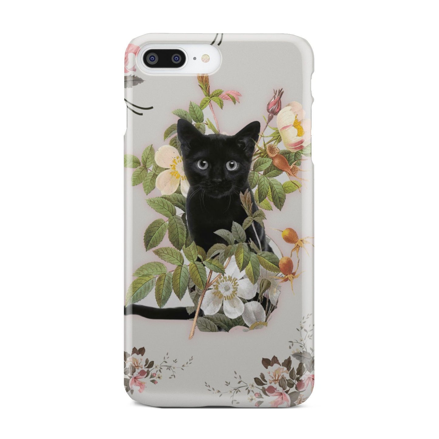 Black Cat And Flowers Phone Case iPhone 8 Plus