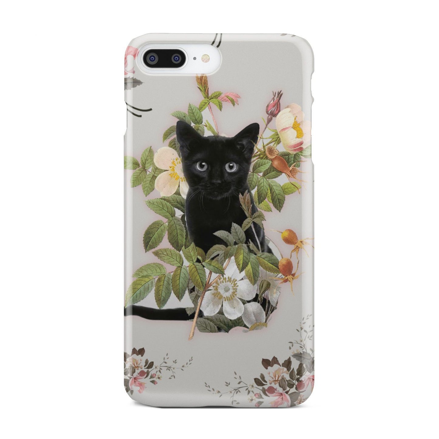 Black Cat And Flowers Phone Case iPhone 7 Plus