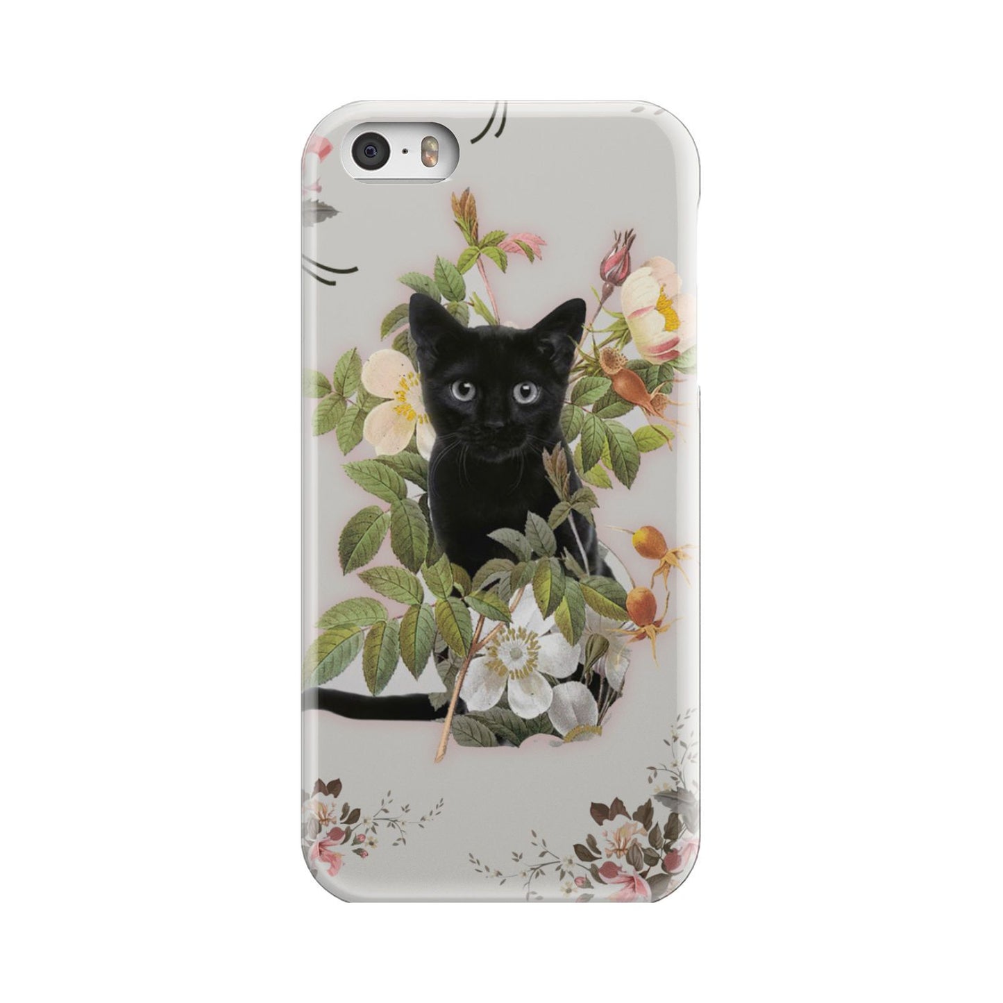 Black Cat And Flowers Phone Case iPhone 5s