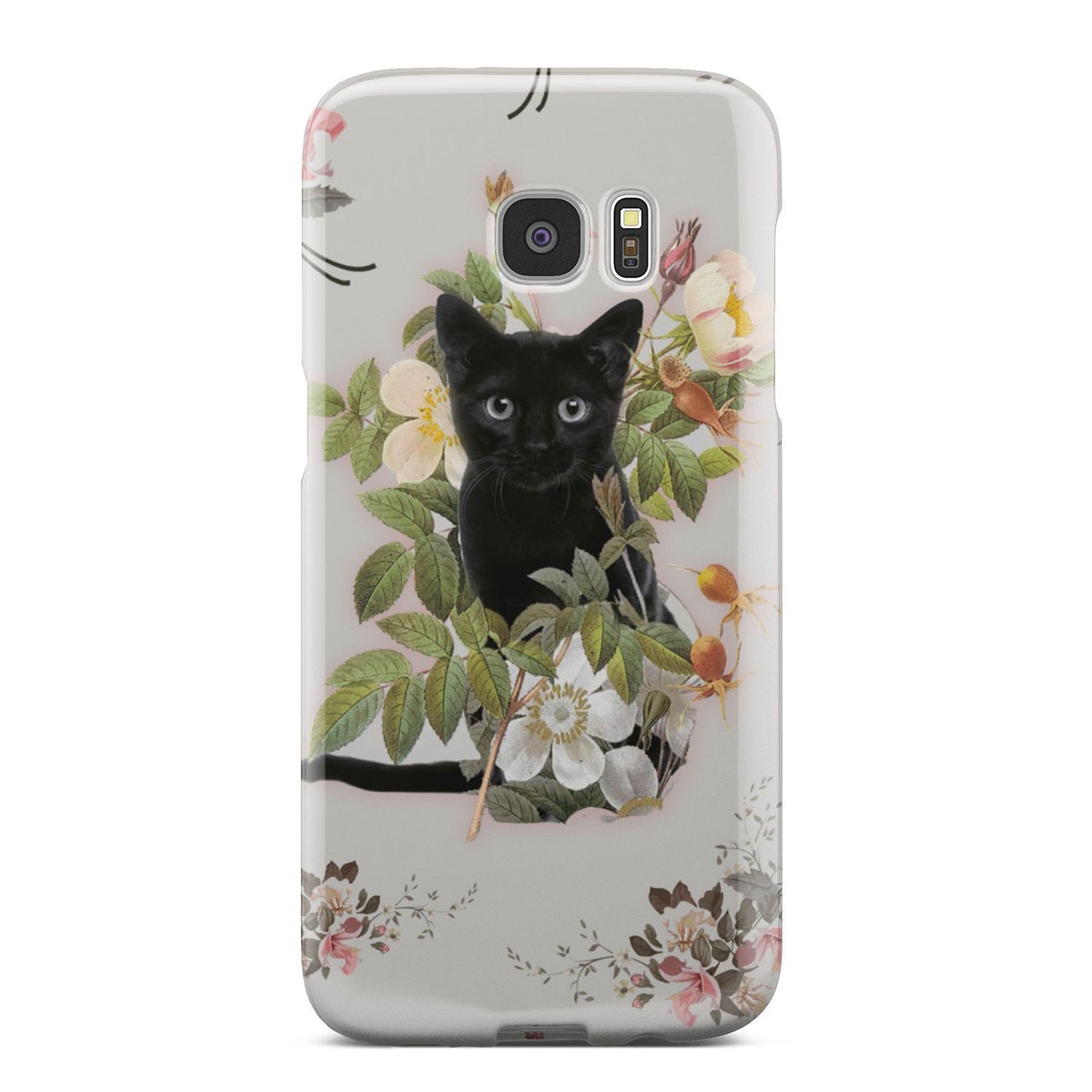 Black Cat And Flowers Phone Case Samsung Galaxy S7 Edge