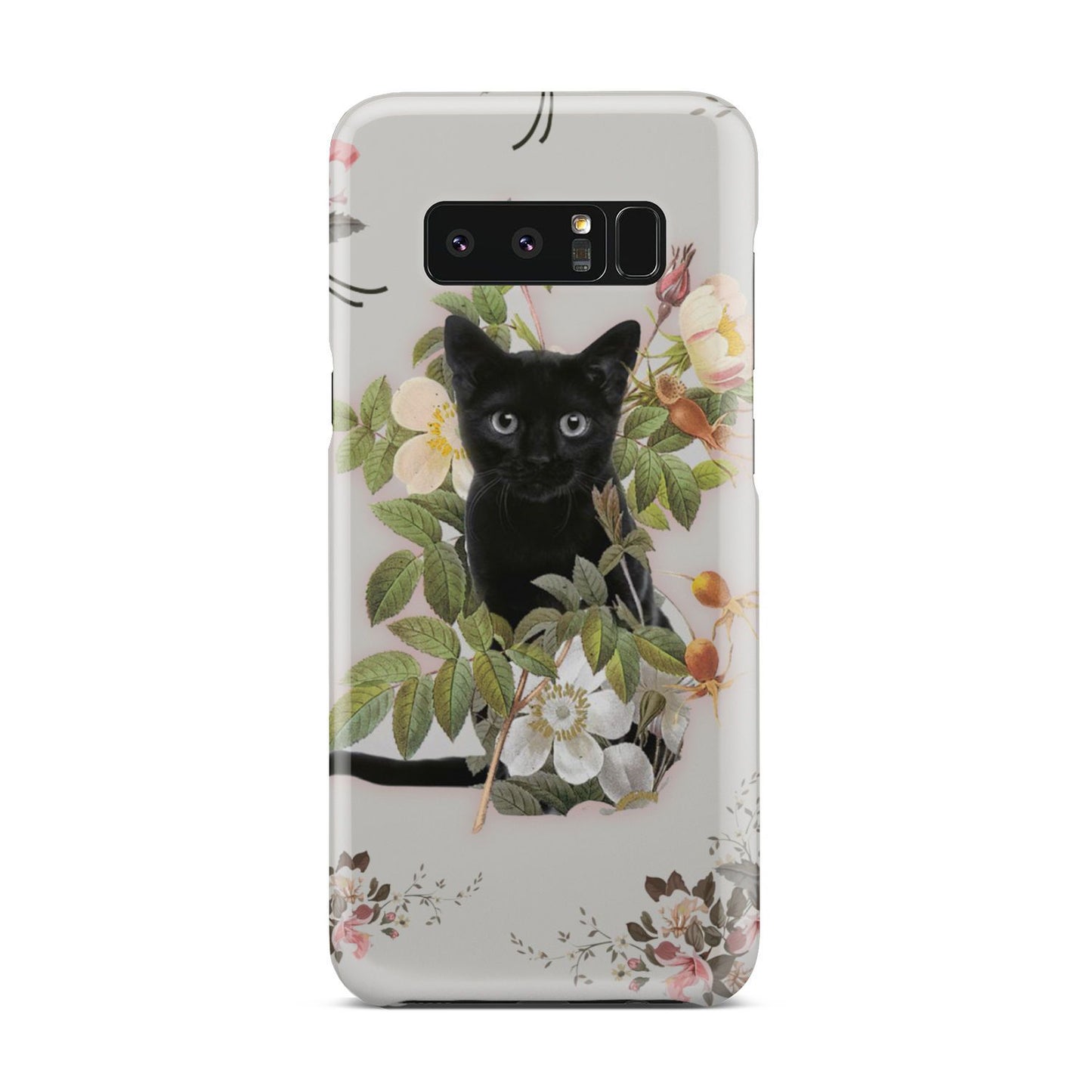 Black Cat And Flowers Phone Case Samsung Galaxy Note 8