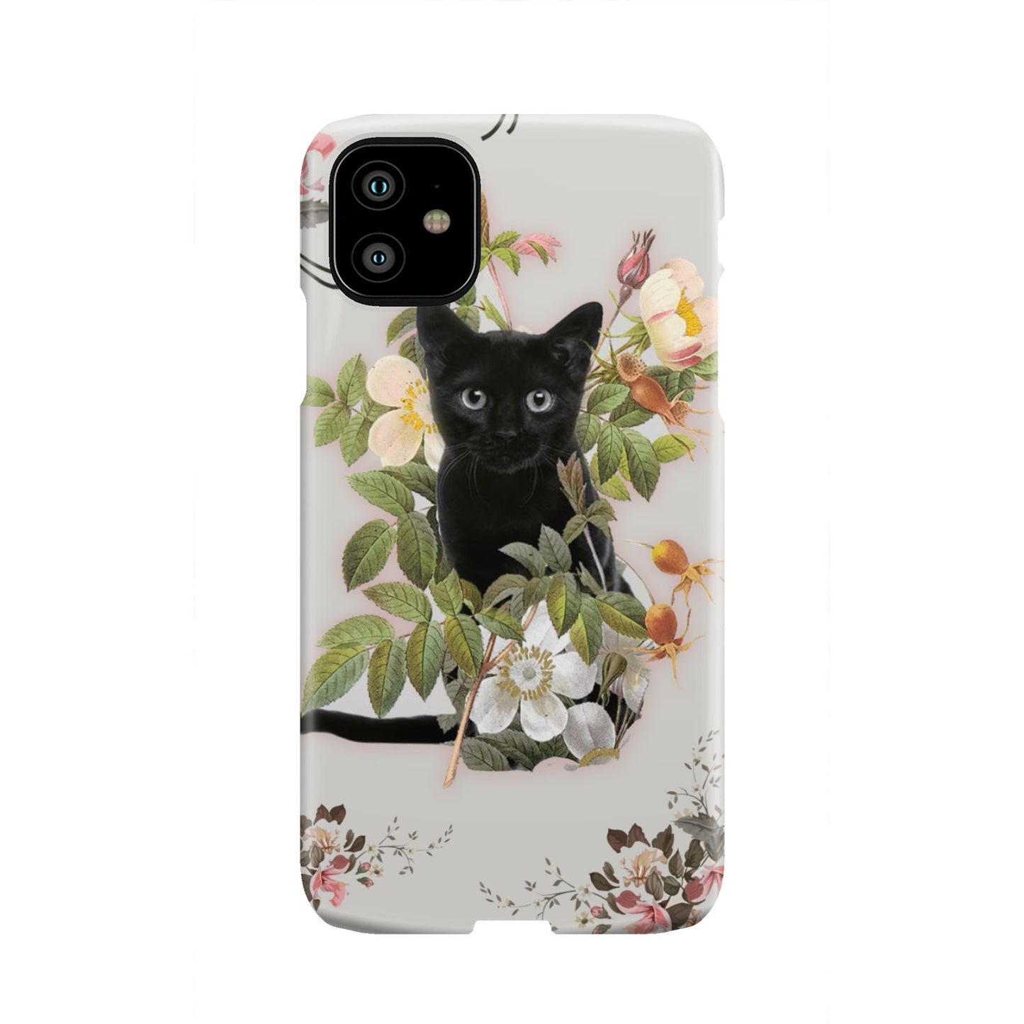 Black Cat And Flowers Phone Case iPhone 11