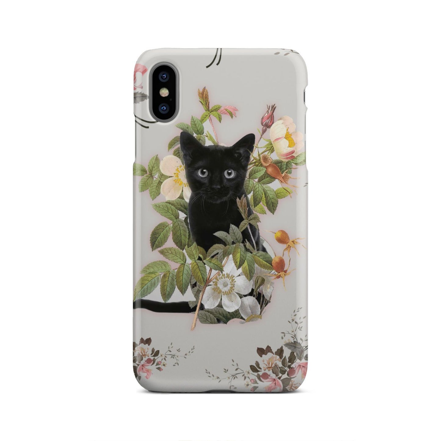 Black Cat And Flowers Phone Case iPhone Xs Max