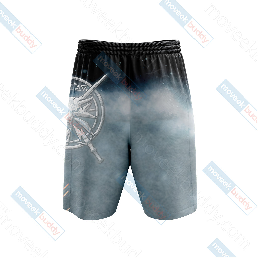 The Witcher 3 Wild Hunt Wild White Wolf Symbol 3D Beach Shorts