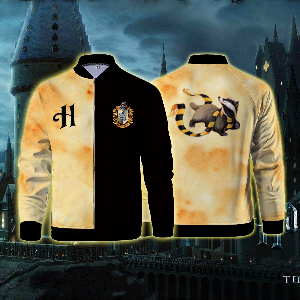 The Hufflepuff Badger Hogwarts Harry Potter Baseball Jacket US/EU XXS (ASIAN S)