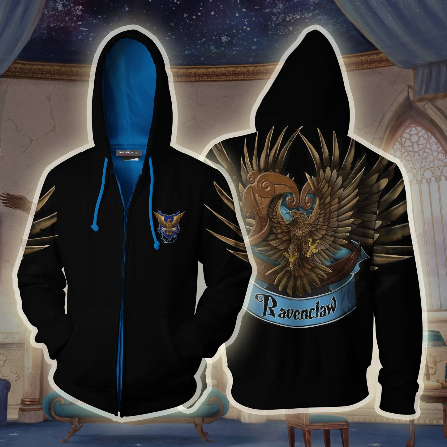 Ravenclaw Hogwarts Harry Potter 3D Zip Up Hoodie
