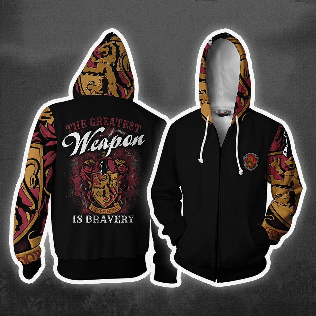 The Greatest Weapon Bravery Gryffindor Harry Potter Unisex 3D T-shirt Zip Hoodie S