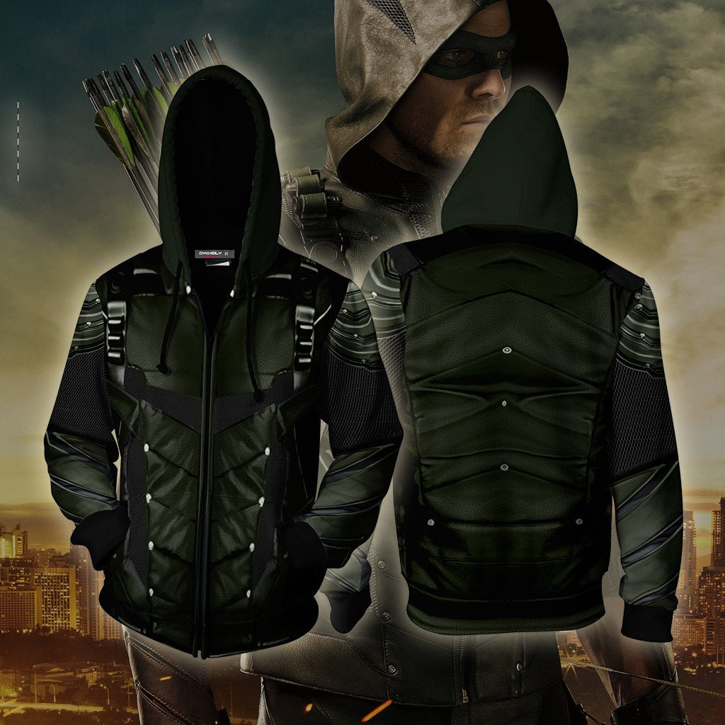 Arrow Oliver Cosplay Zip Up Hoodie Jacket S