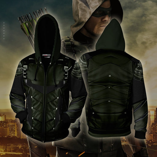 Arrow Oliver Cosplay Zip Up Hoodie Jacket S