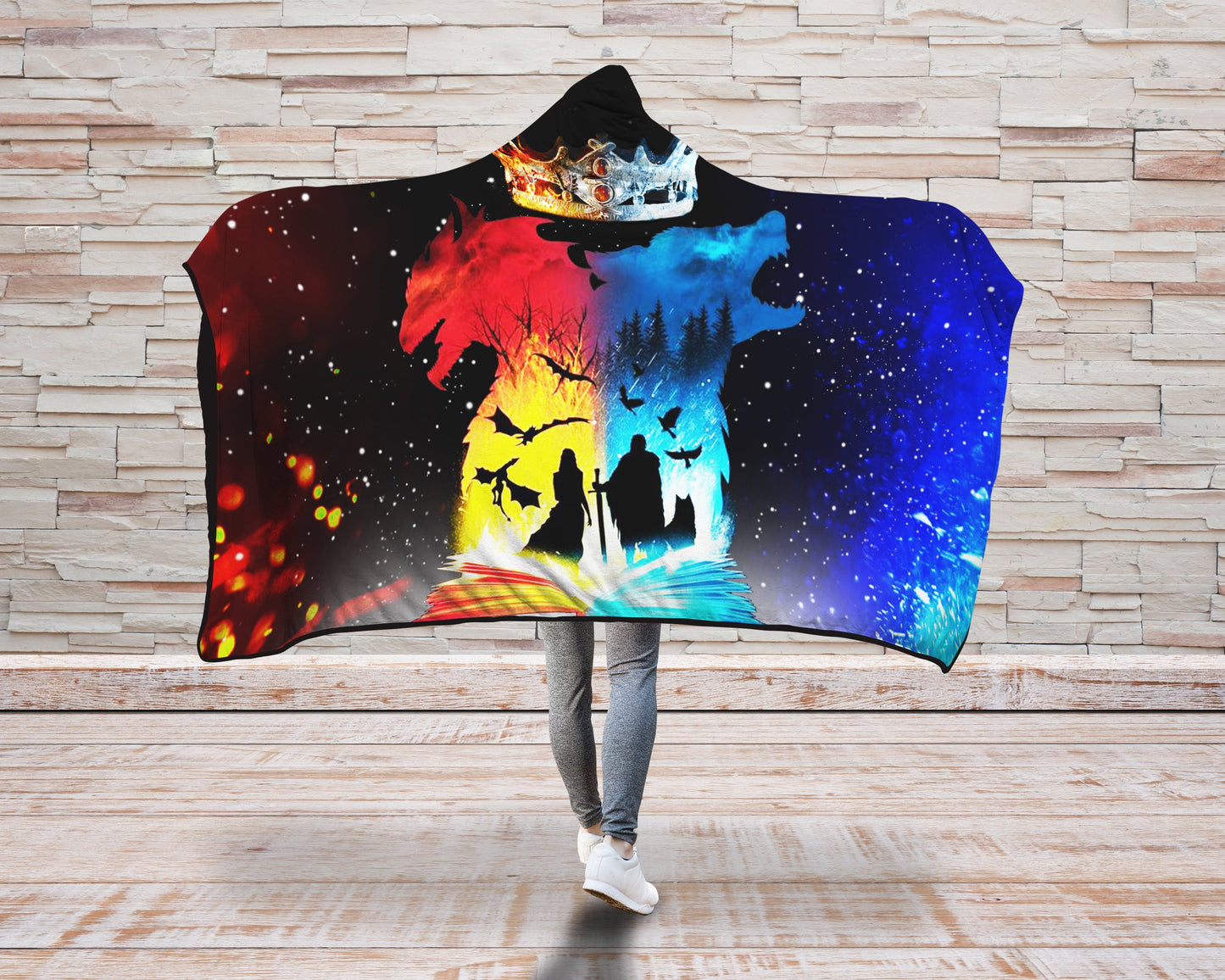 Game Of Thrones 3D Hooded Blanket Adult 80"x60" Book of Fire and Ice