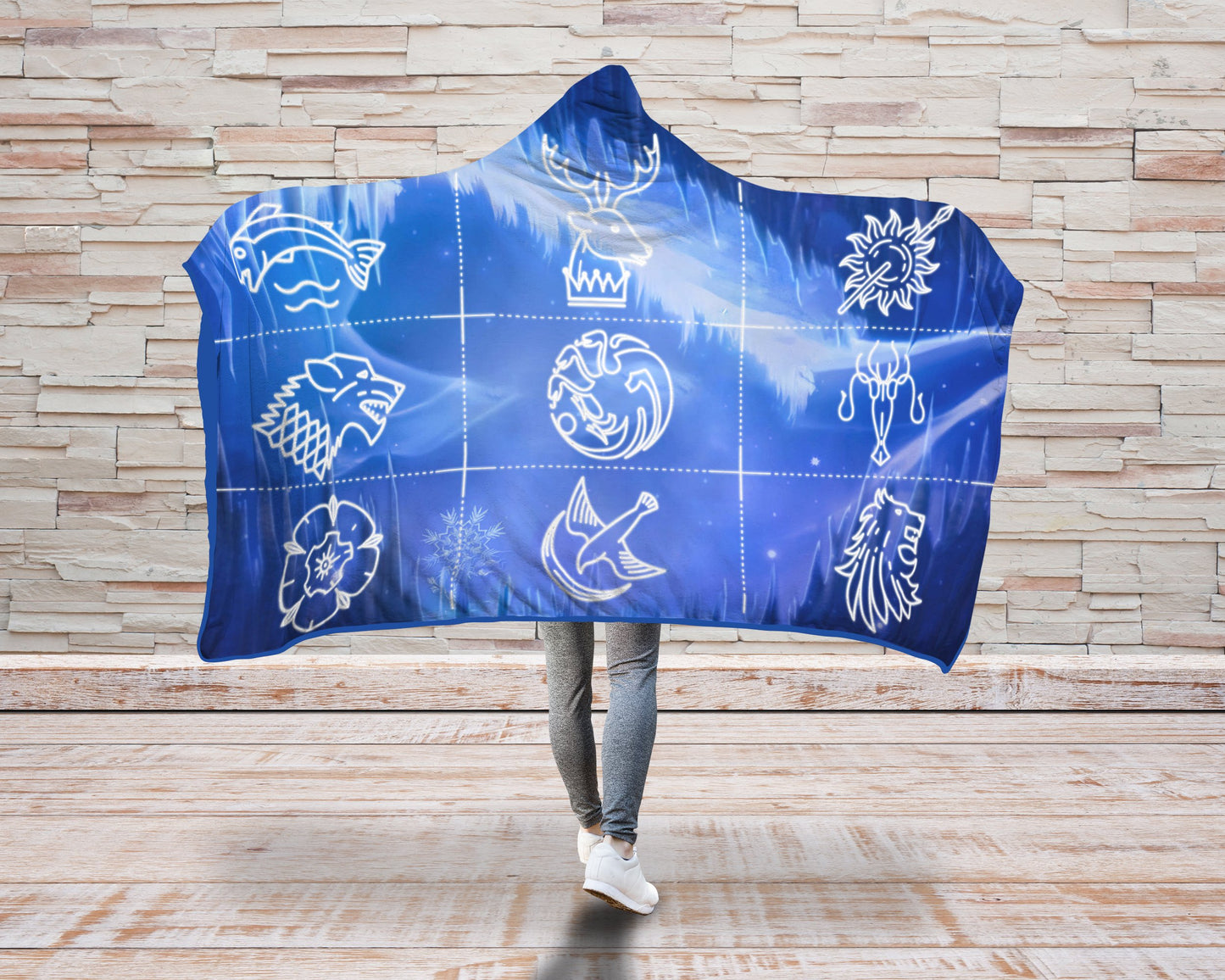 Game Of Thrones 3D Hooded Blanket Adult 80"x60" GoT Emblems