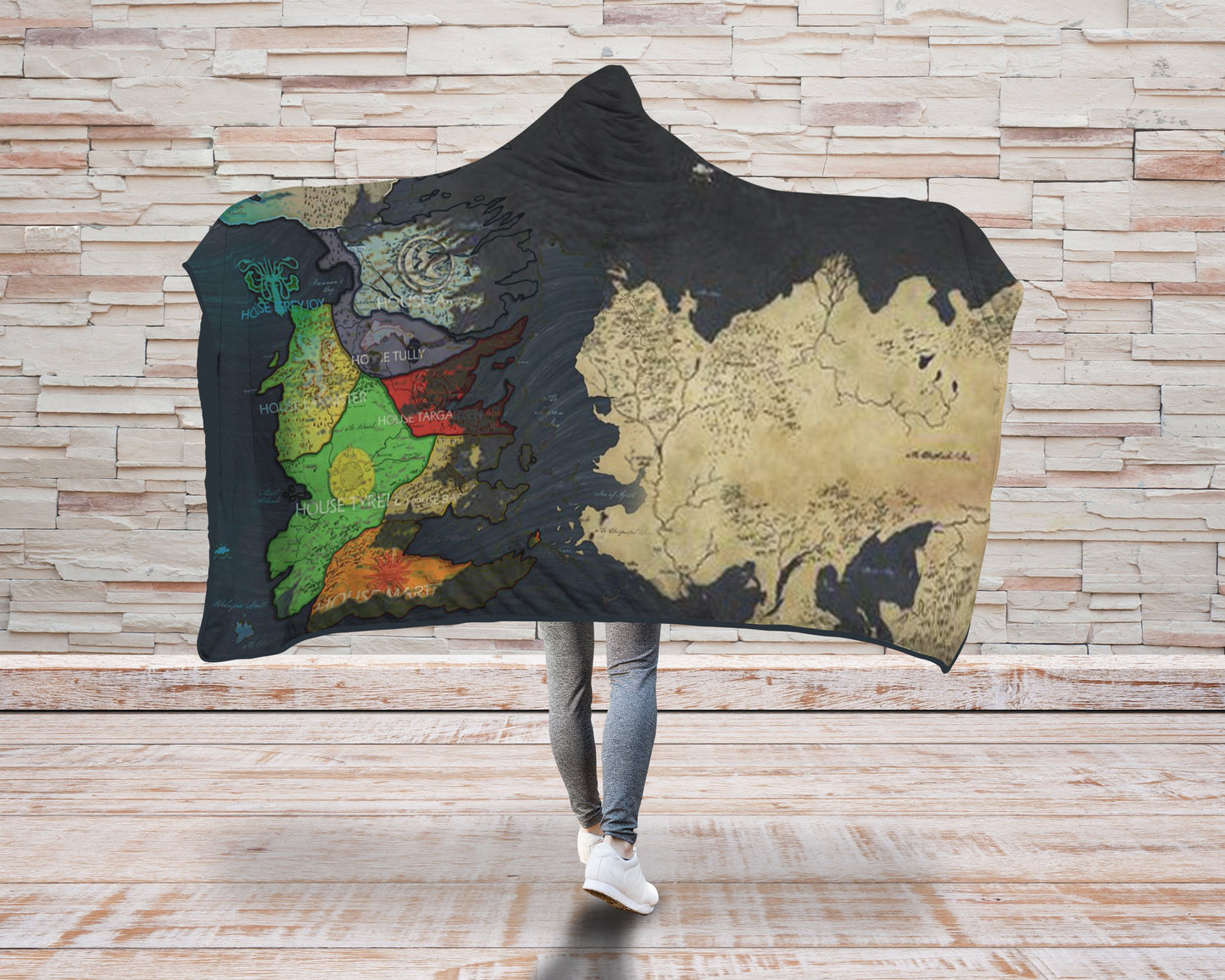 Game Of Thrones 3D Hooded Blanket Adult 80"x60" GoT Map