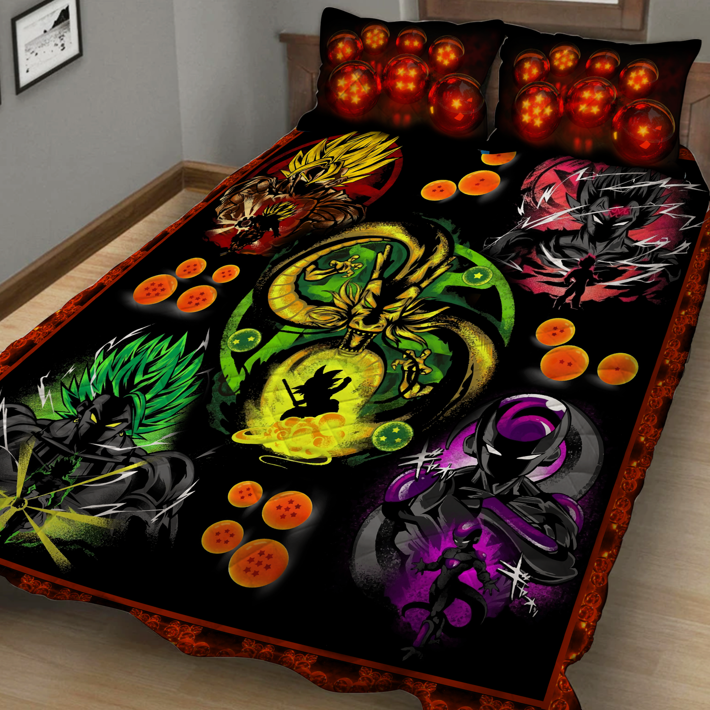 Dragon Ball Characters Son Goku, Vegeta, Broly, Frieza 3D Quilt Bed Set Quilt Set Twin (150x180CM)