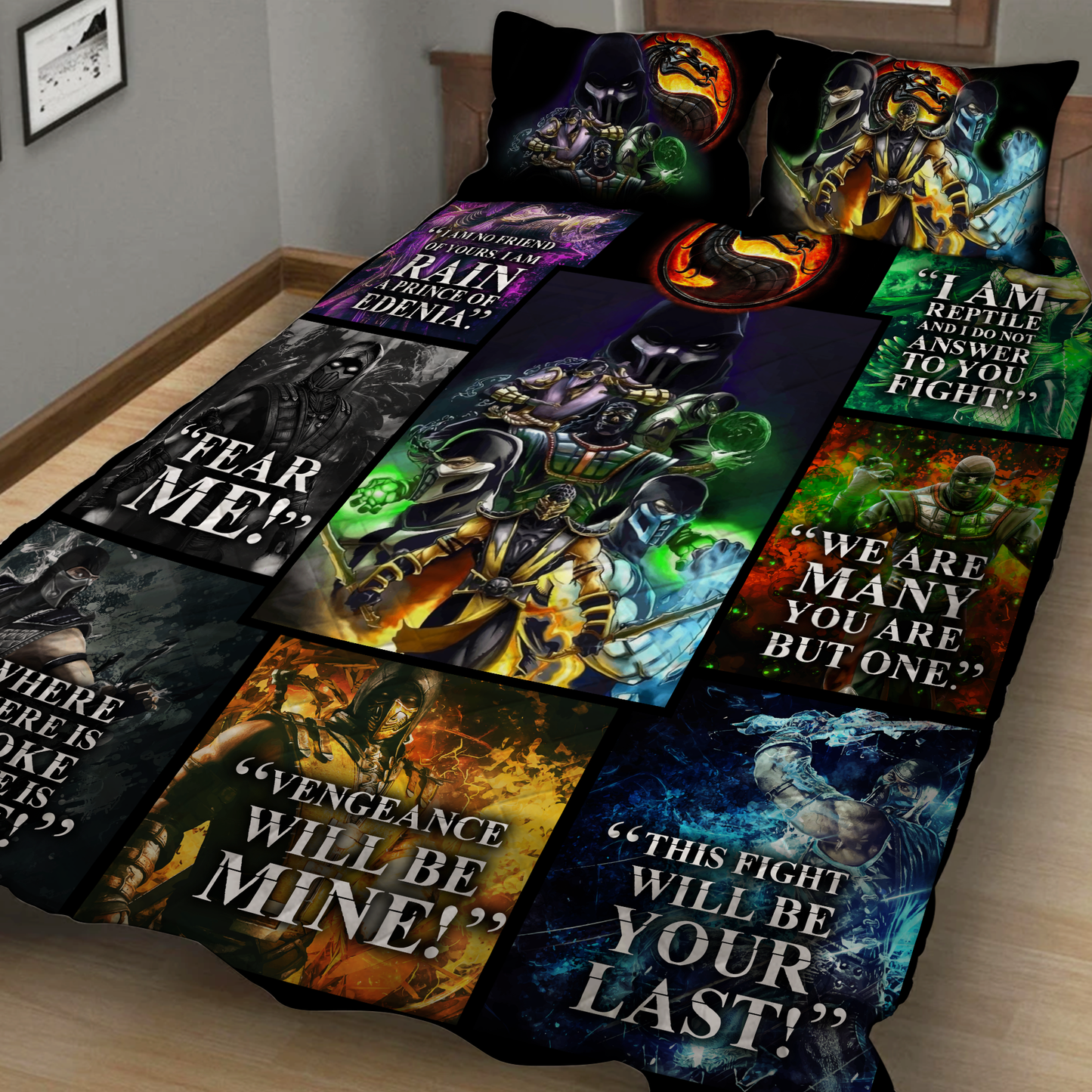 Mortal Kombat Ninja Quotes 3D Quilt Bed Set Quilt Set Twin (150x180CM)