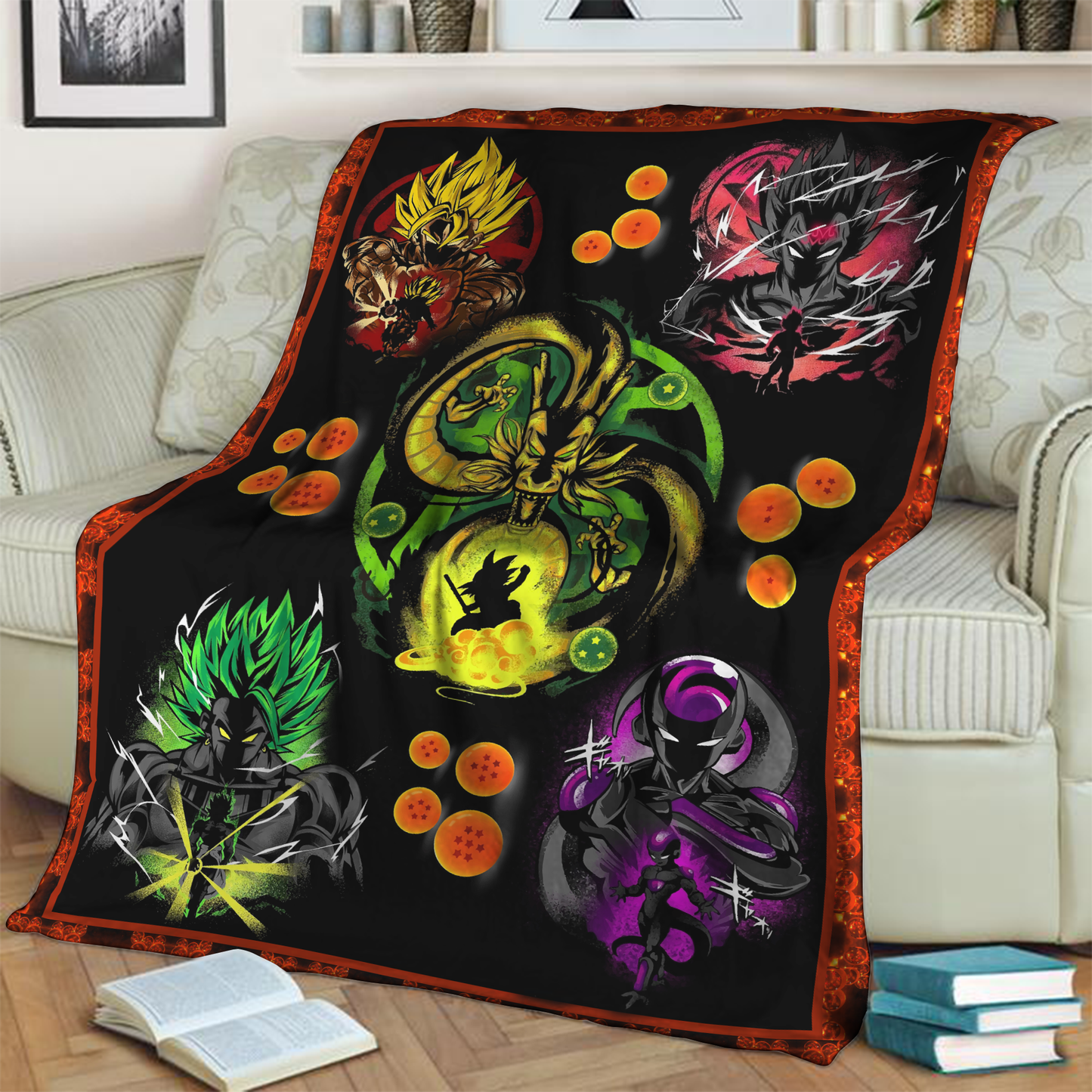 Dragon Ball Characters Son Goku, Vegeta, Broly, Frieza 3D Throw Blanket 130cm x 150cm