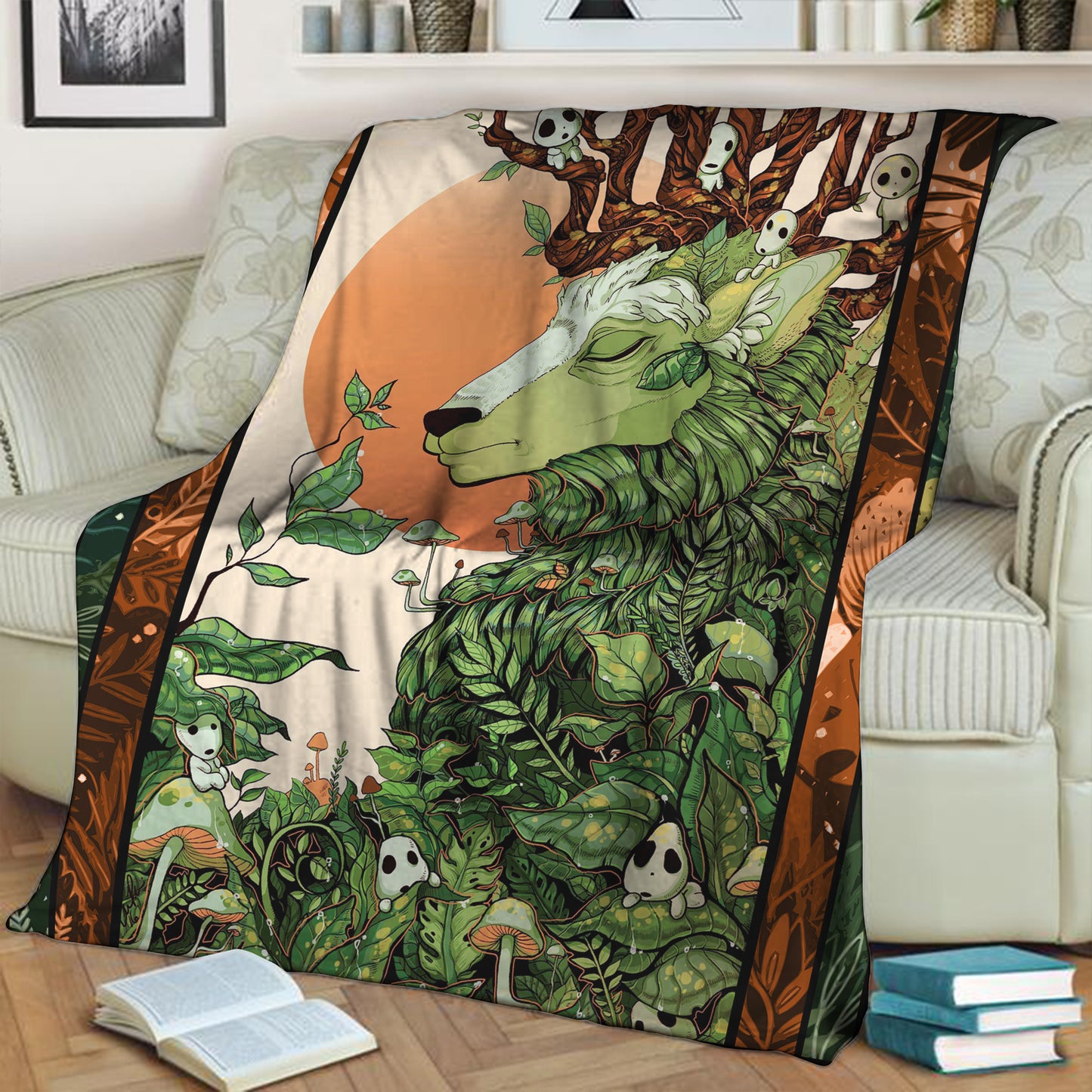 Deer And Kodama Ghibli Studio 3D Throw Blanket 130cm x 150cm