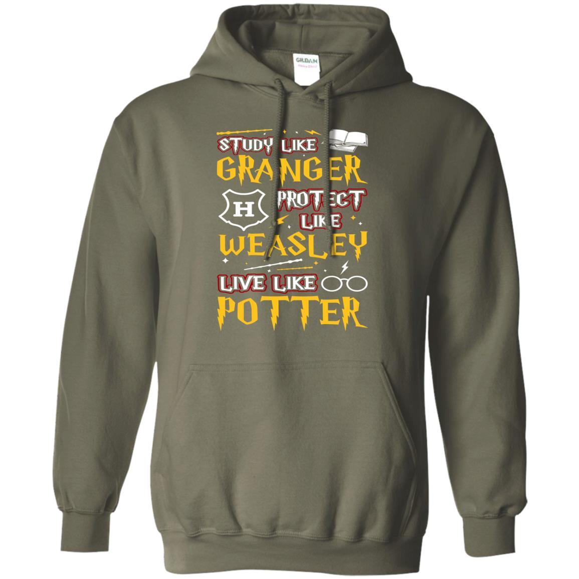 Study Like Granger Protect Like Weasley Live Like Potter Harry Potter Fan T-shirt