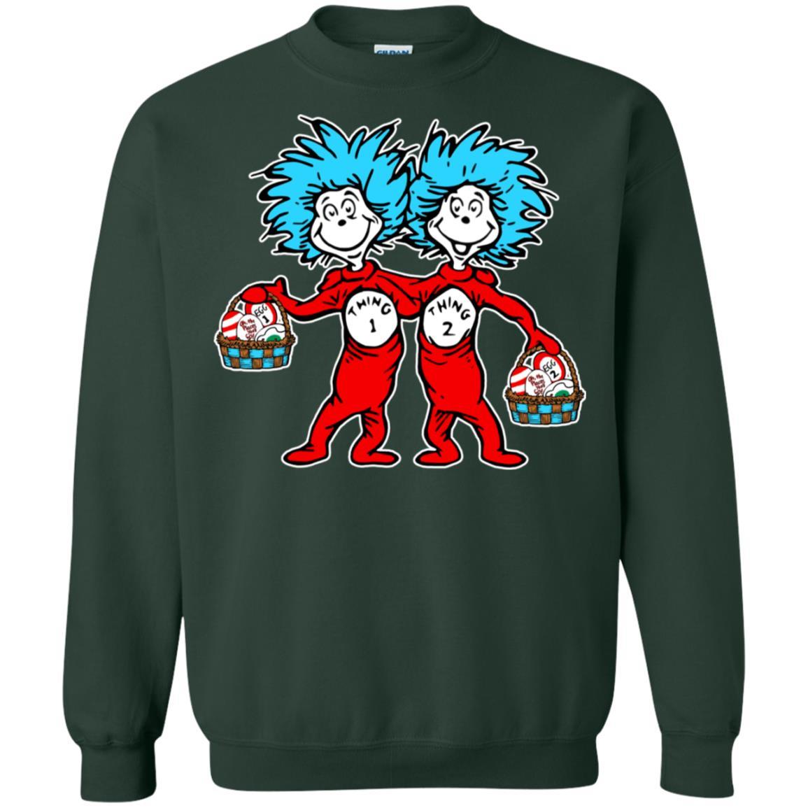 Dr. Seuss Thing 1 Thing 2 Easter Egg T-shirt Forest Green S