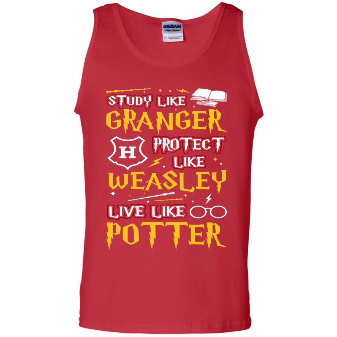 Study Like Granger Protect Like Weasley Live Like Potter Harry Potter Fan T-shirt Red S