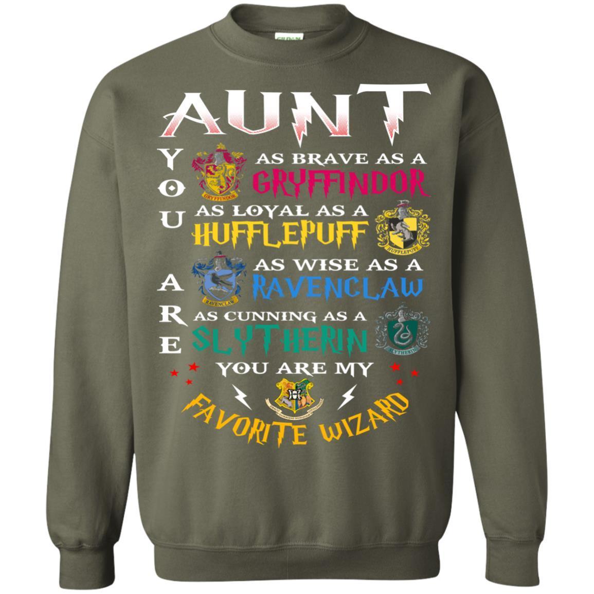 Aunt My Favorite Wizard Harry Potter Fan T-shirt Military Green S