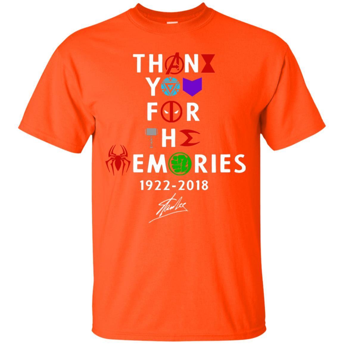 Thank You For The Memories Stan Lee Movie Hero Fan Shirt Orange S